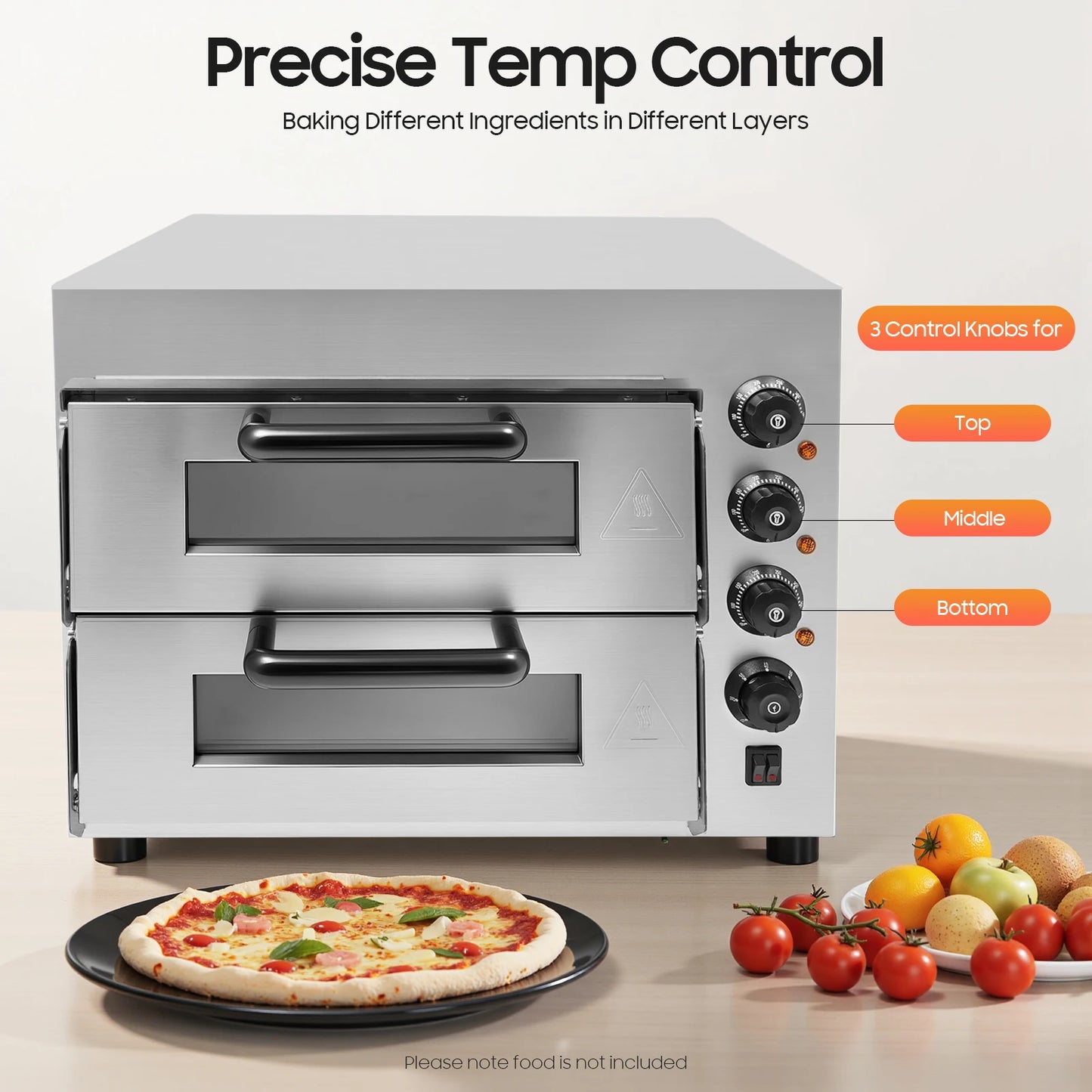 3000 W Pizzaofen 2 Etagen Toaster Bäckerofen Edelstahl Elektrischer Pizzaofen Backmaschine Elektrischer Backofen Küche Micr