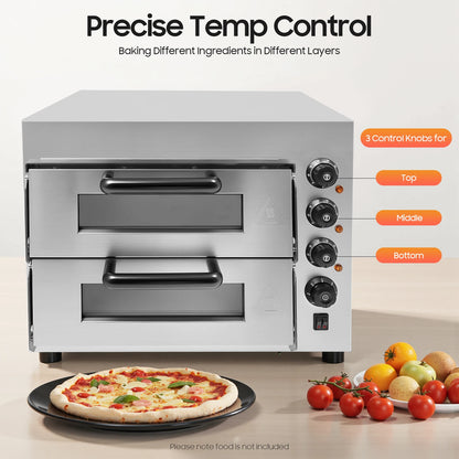 3000 W Pizzaofen 2 Etagen Toaster Bäckerofen Edelstahl Elektrischer Pizzaofen Backmaschine Elektrischer Backofen Küche Micr