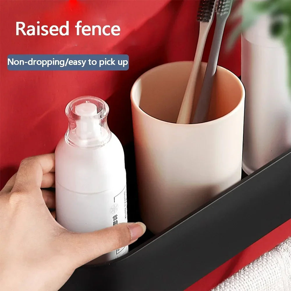 Nordic Badezimmer Regal Rack Kein Bohrer Wand Regale Bad Handtuch Halter Schwarz Dusche Lagerung Korb Bad Zubehör