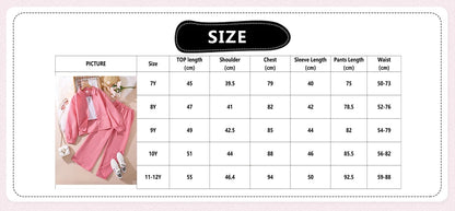 Girls Sets 4-16 Years Shirt Long-Sleeved Coat + Loose Casual Long Pants For Girls Korean Style Suits Summer Fashion Clothes Sets.