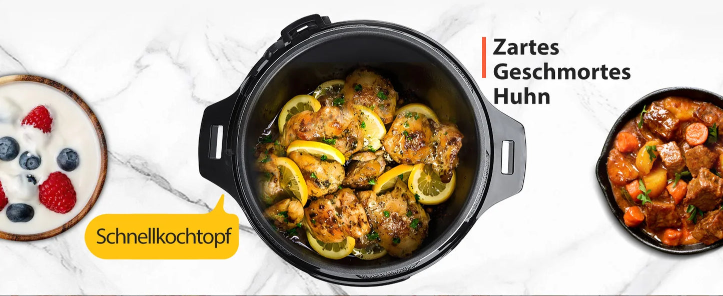 Aigostar Pressure Cooker 6L, 18-in-1 Multicooker, Keep Warm, Non-Stick Coating, Easy Cleaning, Digital Touchscreen, 1000W Pressu.