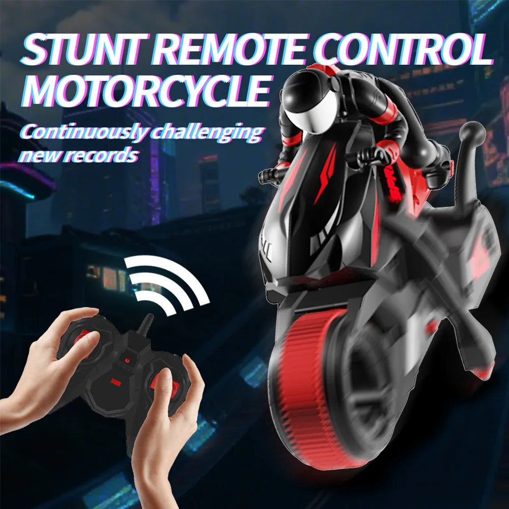 New Stunt Motorcycle 360 ° Rotation Remote Control Car High-Speed Drift Rc Racing Boy Toy Car Model Christmas Halloween Gift.