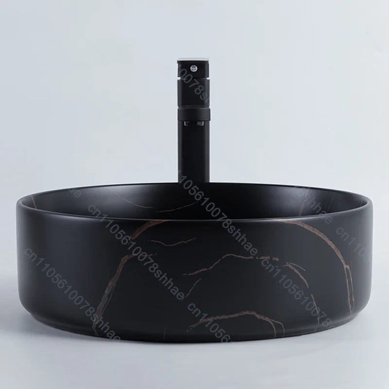 Luxuriöses Vintage-Keramikgefäßwaschbecken für Badezimmer, Waschtisch, Kunstbecken über der Theke, Waschbecken mit Abflusszubehör, Arbeitsplatte