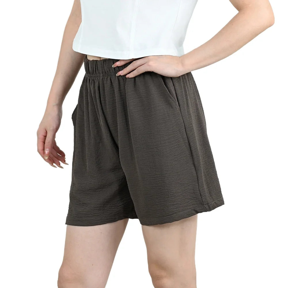 Summer Women Wide-leg Shorts Lady Elastic High Waist Loose Casual Hot Pants Female Large Size Beach Shorts Girls Cargo Trousers.