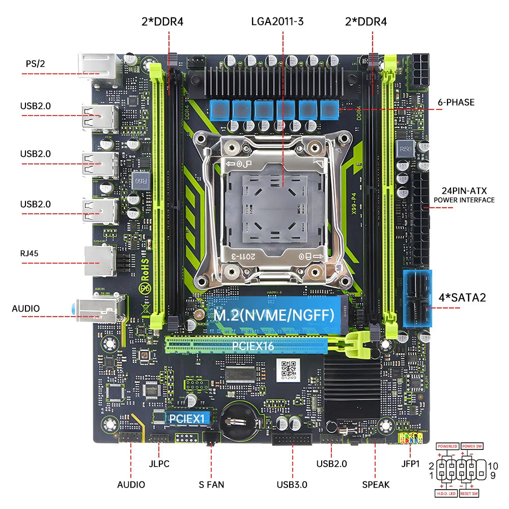 SOYO Gaming Motherboard Set Kit With LGA2011-3 Xeon E5 2650 V4 CPU DDR4 16GB (1*16GB) 2133MHZ RAM Memory M.2 NVME For Desktop.