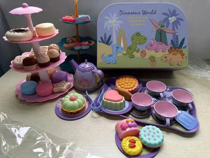 Kids Tea Party Set For Little Girls Mermaid Gift Pretend Toy Tin Tea Set Princess Tea Time Kitchen Pretend Play Tea Set Gift