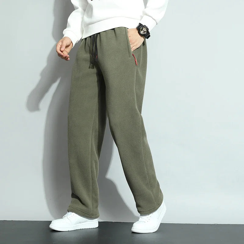 8XL Men's Down Pants Plus Size Winter Plus Velvet Thick Loose Cotton Pants Big Size Solid Color Warm Lamb Down Casual Sweatpants.