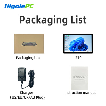 Higole F10 10.1'' Fanless Mini PC Intel N5095 Windows 11 WiFi5 8GB 128GB 5000mAh 4K RS-232 RJ45 Laptop Desktop PC Mini Computer.