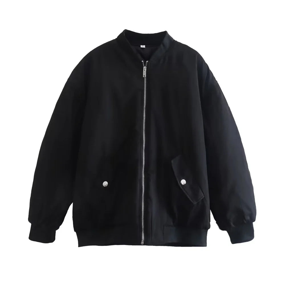 UNIZERA2023 Herbst und Winter Neue frauen Mode Stil Stehkragen Solide Lose Fit Flieger Jacke Baumwolle Mantel