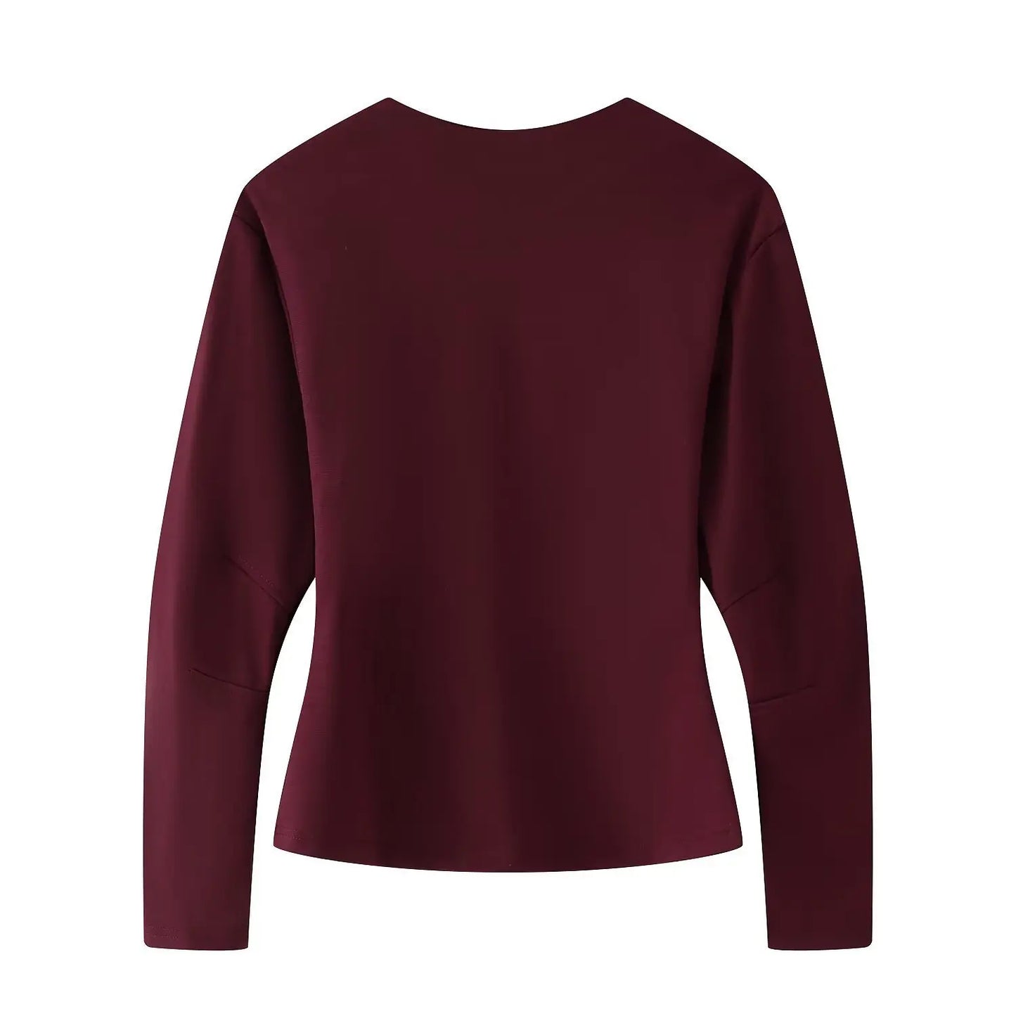 2025 Spring New Women's Two Piece Pant Set Fashion Long Sleeve O-neck Pleated Top Double-Sided Fabric Office Top Casual Pants.