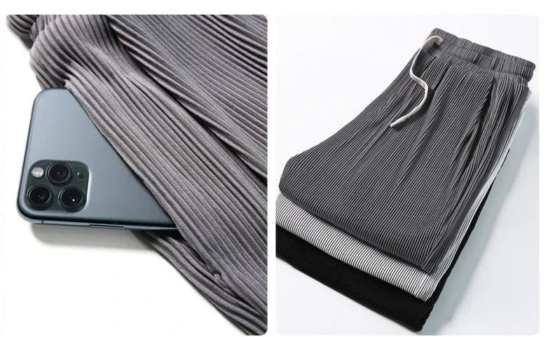 Summer Loose Ice Silk Pants Men's Drape 100KG Size Long Pants Fat Casual Sports Pants Wide Leg Straight Pants Tide Brand.