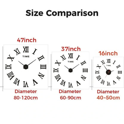 2D/3D Große Römische Ziffer Acryl Spiegel Wanduhr Aufkleber Mode DIY Quarz Uhren Uhr Hause Dekoration Wohnzimmer Aufkleber