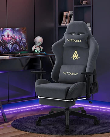 Gaming Chair mit Spring Kissen, Ergonomischer Gaming Chair Gamer Chair mit Kopfstütze, Lendenkissen and Footrest, Hö