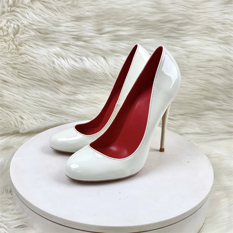 Brand Women Single Shoes 10CM 12CM Super High Heels Fashion Round Toe Stilettos Spring Autumn Female Daily Work Pumps Plus Size.