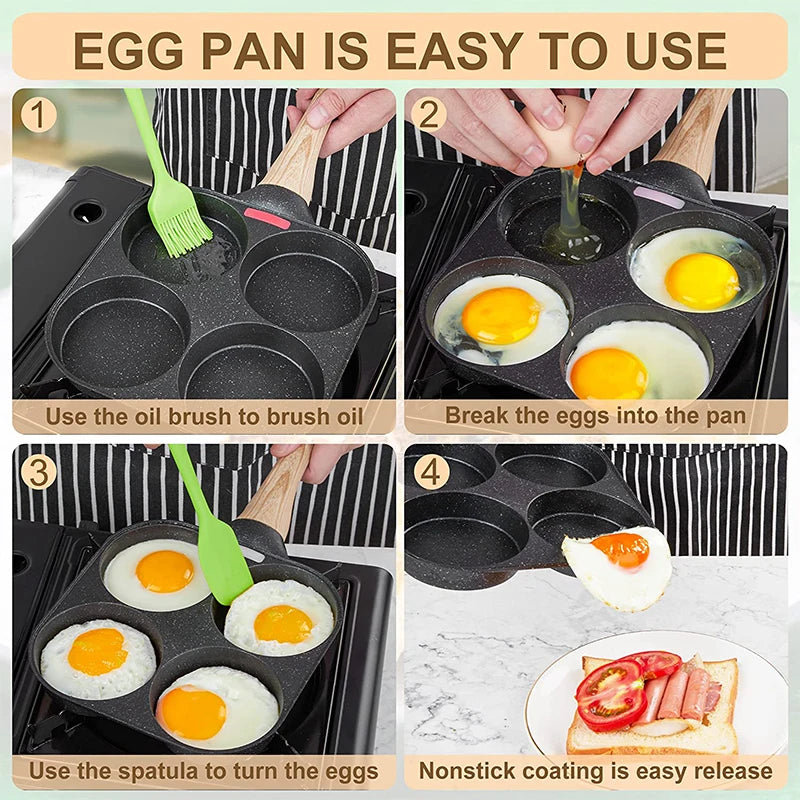 LMETJMA Egg Frying Pan Nonstick Pancake Pans 4-Cups Cookware Pancake Pan Egg Pan Suitable for Gas Stove Induction Cooker JT87.