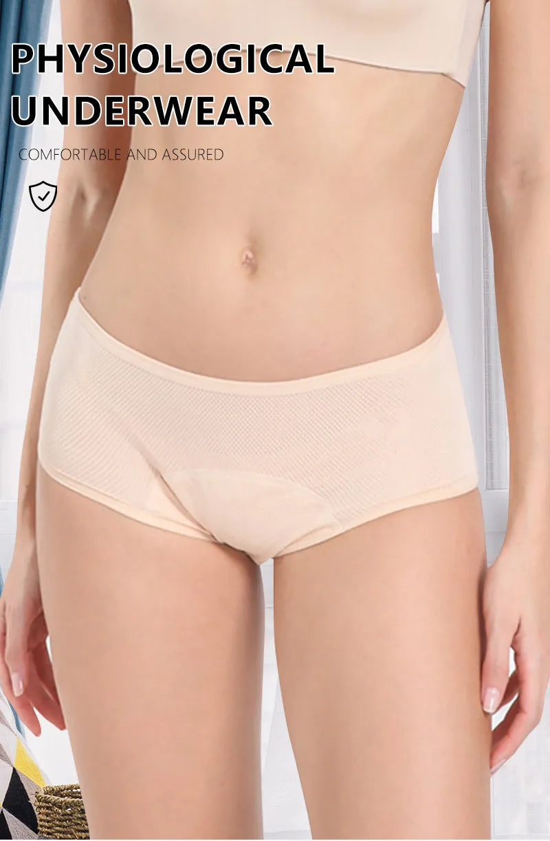 4pcs Women Menstrual Panties+gift Menstrual Cup Female Period Leak Proof Underwear Plus Size Maternal Physiological Briefs.