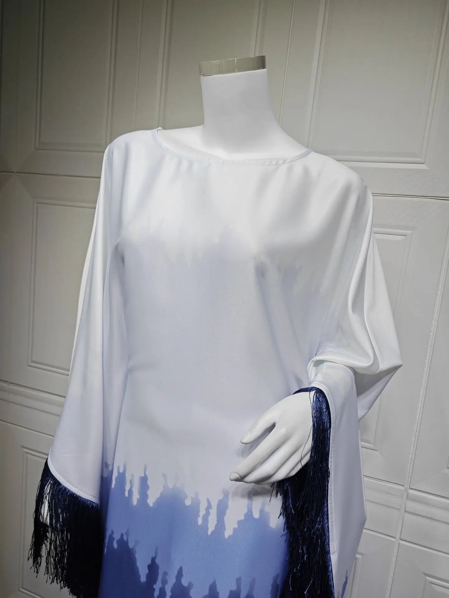 Uni Tassel Gradient Dubai Muslim Abaya For Woman O-Neck Elegant Casual Loose Moroccan Saudi Kebaya Fashion Party Dress 2025