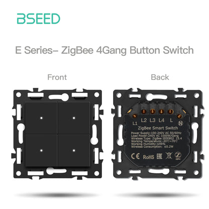 BSEED Zigbee-Schaltmodule Smart Click Lichtschalter Teile Schwarzer Glasrahmen DIY Kombination Wandsteckdosen USB-Anschluss E-Serie.