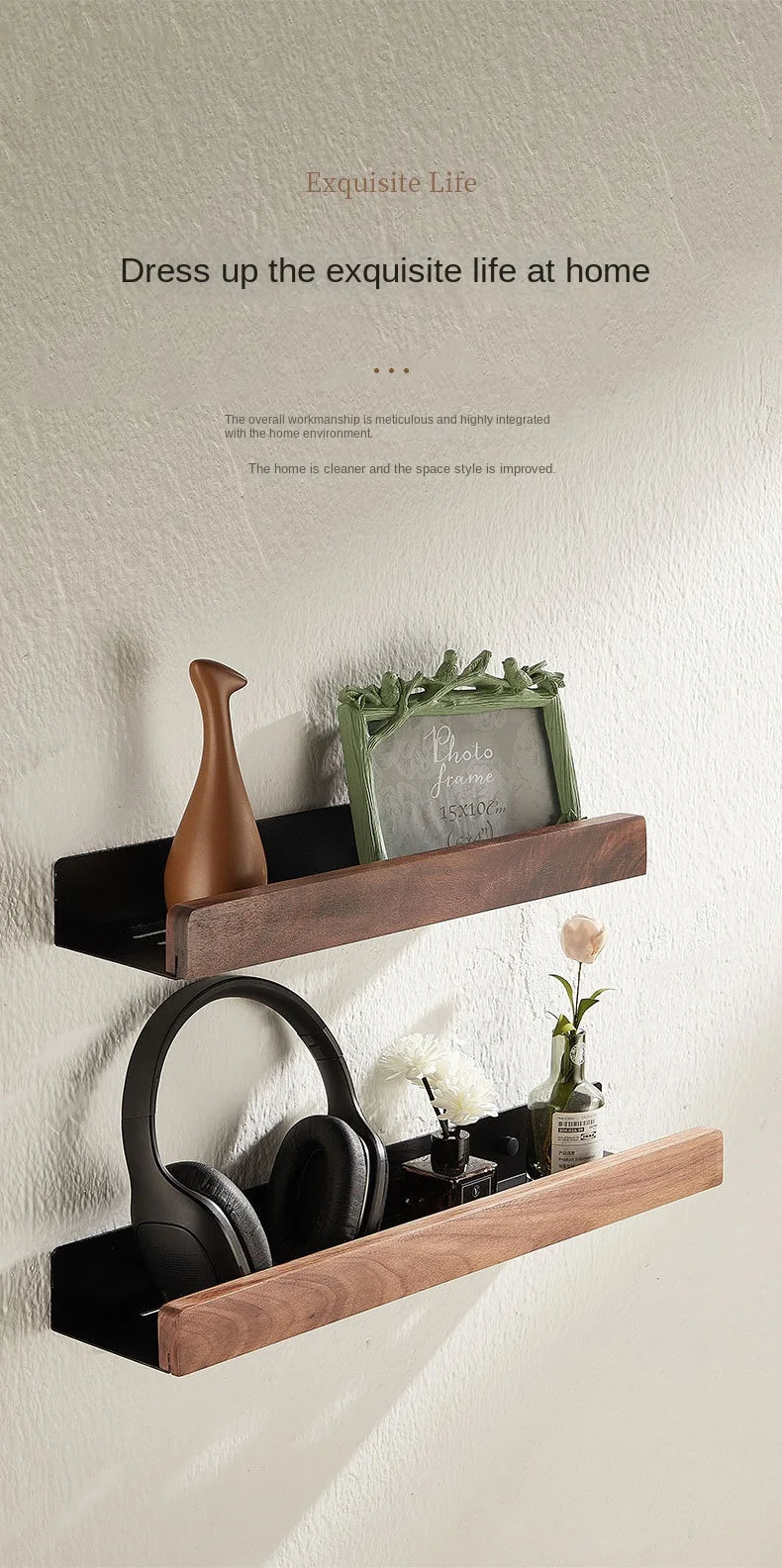 Badezimmerregal, Aufbewahrungsregal ohne Stanzen, Badezimmerregale aus massivem Holz, stanzfreies Holzregal zur Wandmontage, Toiletten-Organizer