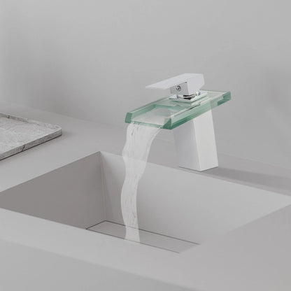 Smart Bathroom Faucet with Temp Light, Anti-Scald LED Indicator, Brass Construction, Waterfall LED Faucet, LED Color Changing