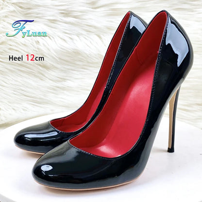 Brand Women Single Shoes 10CM 12CM Super High Heels Fashion Round Toe Stilettos Spring Autumn Female Daily Work Pumps Plus Size
