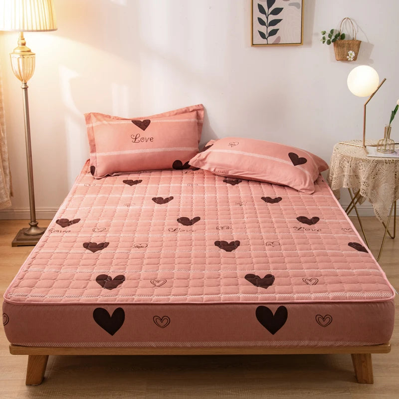 WOSTAR Thicken quilted mattress protector cover couple luxury double bed elastic fitted sheet style king size protection pad 180.