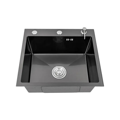 Küchenspüle, integrierte Spüle aus Edelstahl, 50 x 45 cm, Wasserhahn, Küchenspüle mit Seifenspender und Abtropfbrett, Gartenspüle