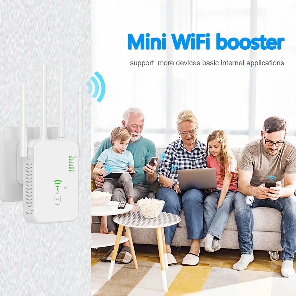 1200Mbps Wireless WiFi Repeater WIFI Range Extender WiFi Signal Booster 5G 2.4G Dual-band Network Amplifier WiFi Router.