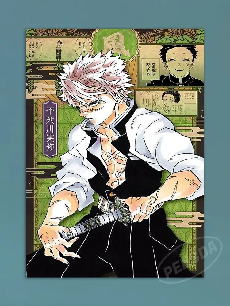 Modern Anime Canvas Wall Art  Demon Slayer Shinazugawa Sanemi Poster  Modular Home Decor for Living Room  Printed Painting.