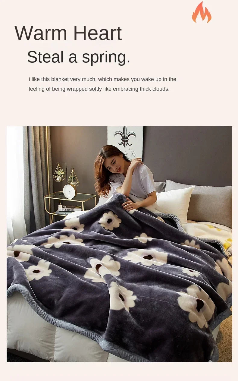 New Raschel plush thickened warm  - et 1PC 150/180/200cm nap air-conditioned room the aircraft  machine washable.