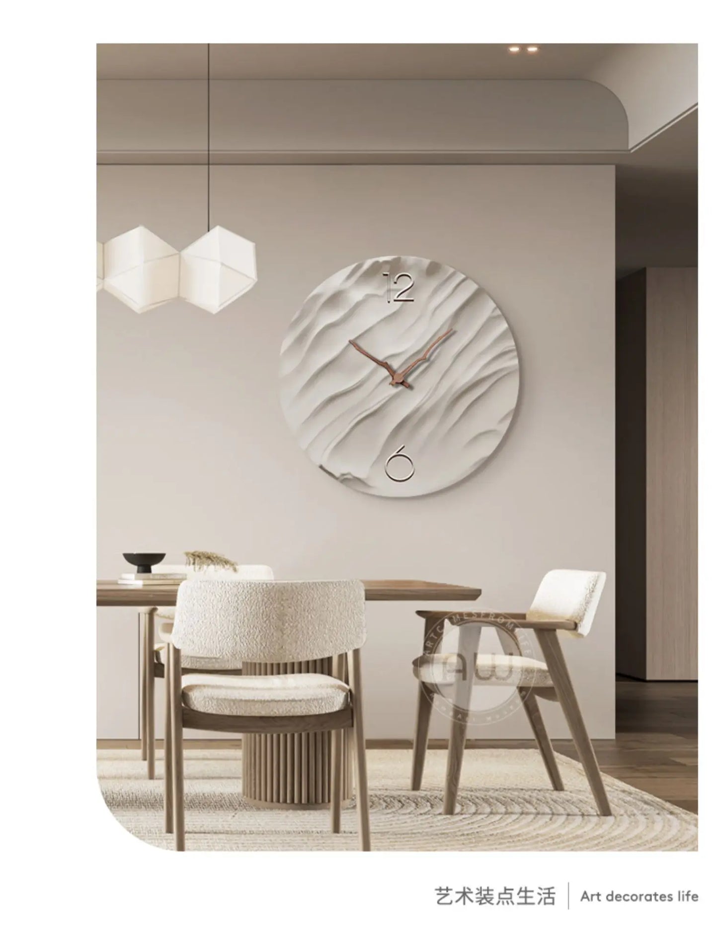 Stumme Wanduhren für Wohnzimmer, moderne runde Uhr, simulierte Stummuhr, fortschrittliches Licht, luxuriös, dekorativ, Wohnzimmer