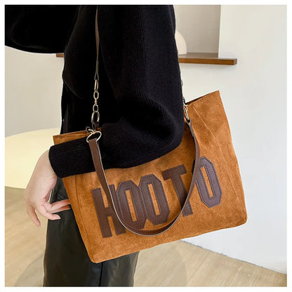 Solid Color Shoulder Bag, Trendy Letters Tote Bag, Canvas Campus Handbag for Women, Office,College,Work,Travel Hand Bags Bolsa