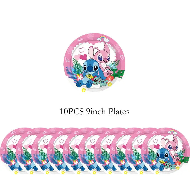 Disney Lilo Stitch Geburtstag Party Dekoration Kinder Stitch Thema Geschirr Set Engel Luftballons Happy Banner Zubehör für Mädchen zugunsten