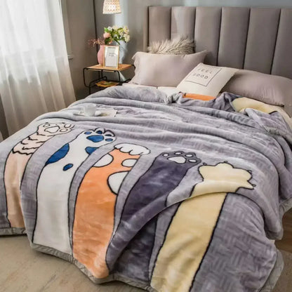 150x200cm  Home Blanket Double Layered Encrypted Plush Fur Coral Fleece Quilt Winter Dormitory Sofa Keep Warm Sheet Bed Cover