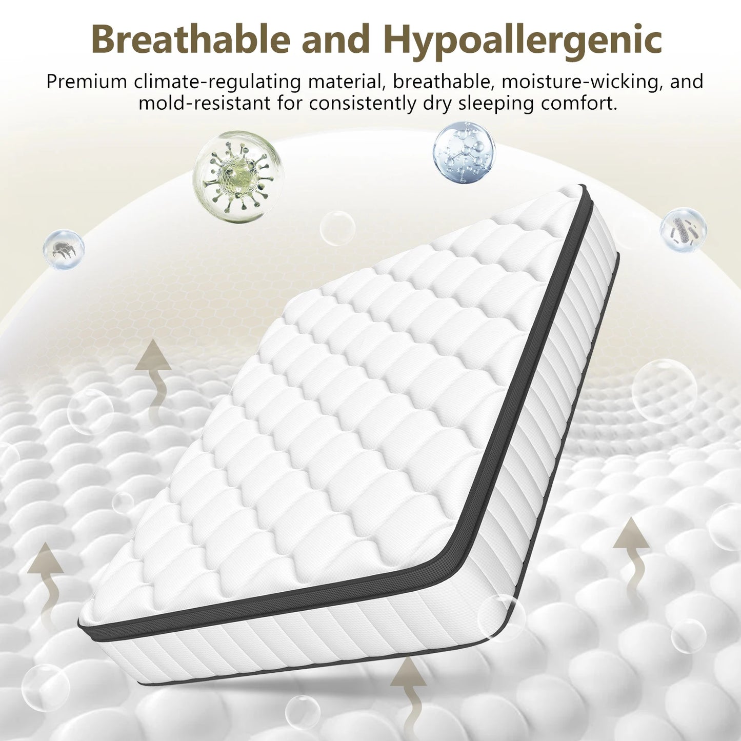 Daccormax Taschenfederkernmatratze 22 cm, ergonomisches 7-Zonen-Design, mittelfester, atmungsaktiver Bezug, Druckentlastungs- und Wirbelsäulenstütze