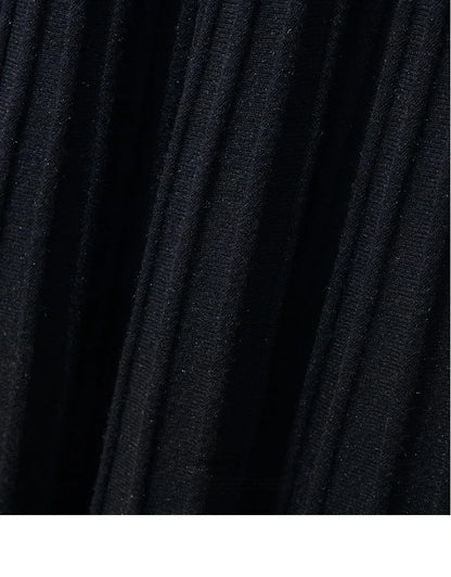 2025 Brand Designer Women Autumn Winter Thick Elegant Chic Solid Pleated Skirt High Waist Luxury Fashion With Elastic Female.