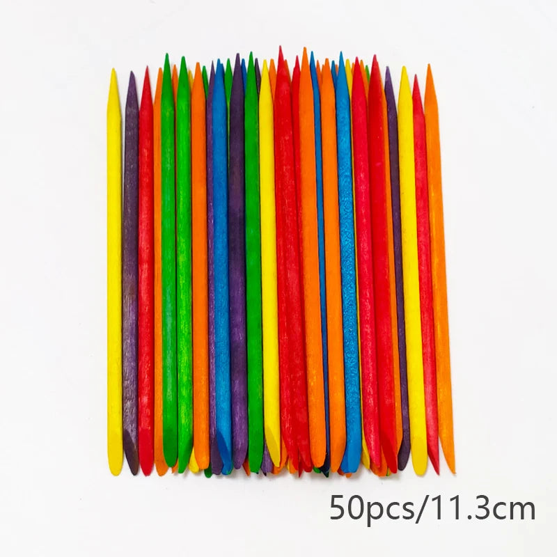 20/50/100pcs Nail Cuticle Pusher Wooden Design Drawing Painting Stick Remover Orange Wood Sticks for Nail Art Tools