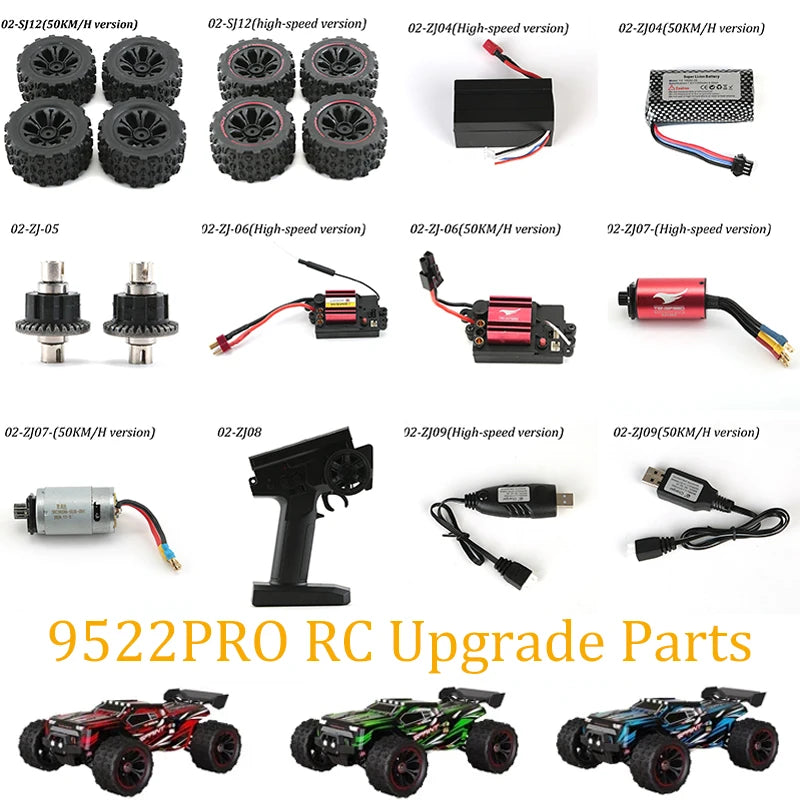 9522 PRO  RC Automotive Parts Drive Shaft Transmission Shaft Gear Bearings Servo Motor Receiver Motor Differential Gearbox Tire.