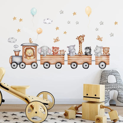 Cute Bear Moon Star Wall Stickers for Kids Rooms Girls Boys Baby Room Decoration Kawaii Cartoon Animal Nursery Wallpaper Vinyl