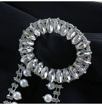 2025 Spring Summer New Simplicity Fashion Diamonds High Waist Shorts Women Clothes Fashion Patchwork Solid Color Wide Leg Pants.