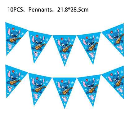 Stitch Party Supplies für Kinder Lilo und Stitch Geburtstag Party Dekorationen Luftballons Banner Tischdecke Hintergrund Geschirr