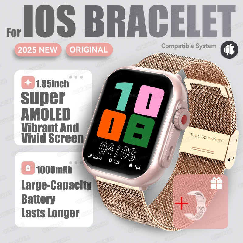 2025 New For Huawei Xiaomi Smart Watch Men Women 1.85-Inch HD AMOLED Full Touch Screen IP68 Waterproof Bluetooth Call SmartWatch