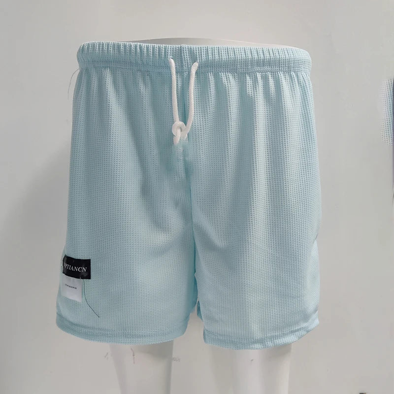 2025 Waffle Women's Shorts High Waist Black Shorts Casual Aesthetic Elastics Hot Pants Loose Summer Women's Clothing Bottoms