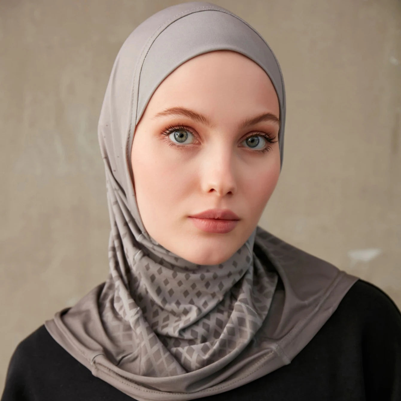 Sporty Muslim Inner Hijab Women Geometric Printing Pattern Instant Turban For Ladies Head Wrap Headband Header Model.