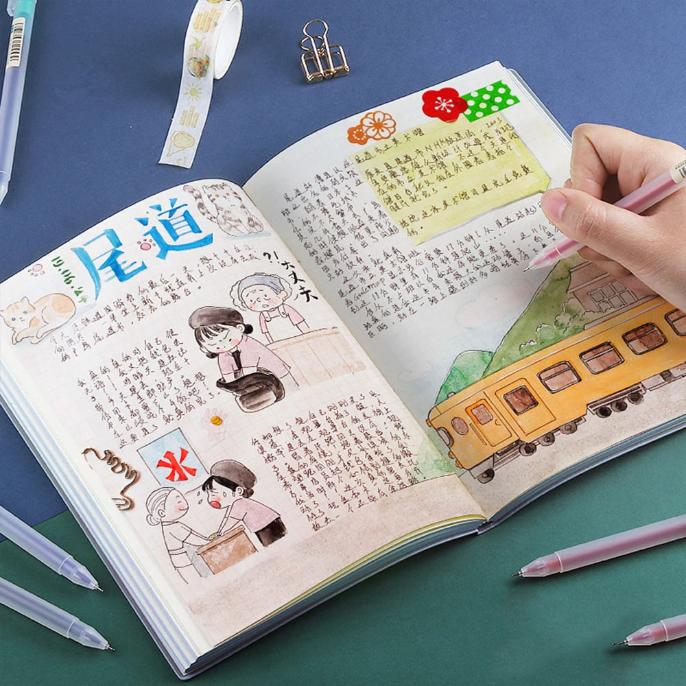 Deli 12 Teile/satz Gel Stift Schule Stifte Set Stift 0,5 MM Farbe Tinte Schreibwaren Student LieferungenWasser-basierte Stift Schreiben malerei Werkzeuge.