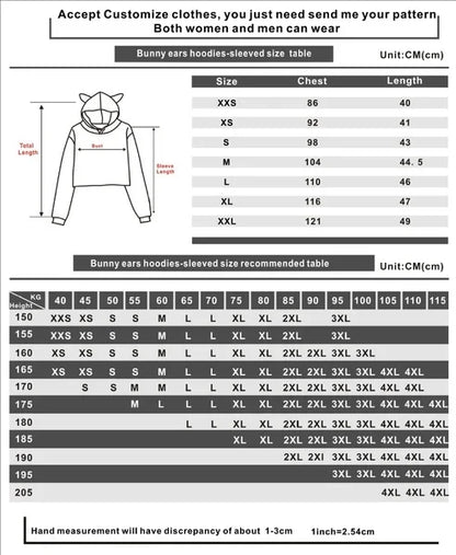 New Anime Kamado Nezuko Printing Cat Ear Hoodies Women Girls Fashion Streetwear Hoodies Sweatshirts Crop Top Pullover.