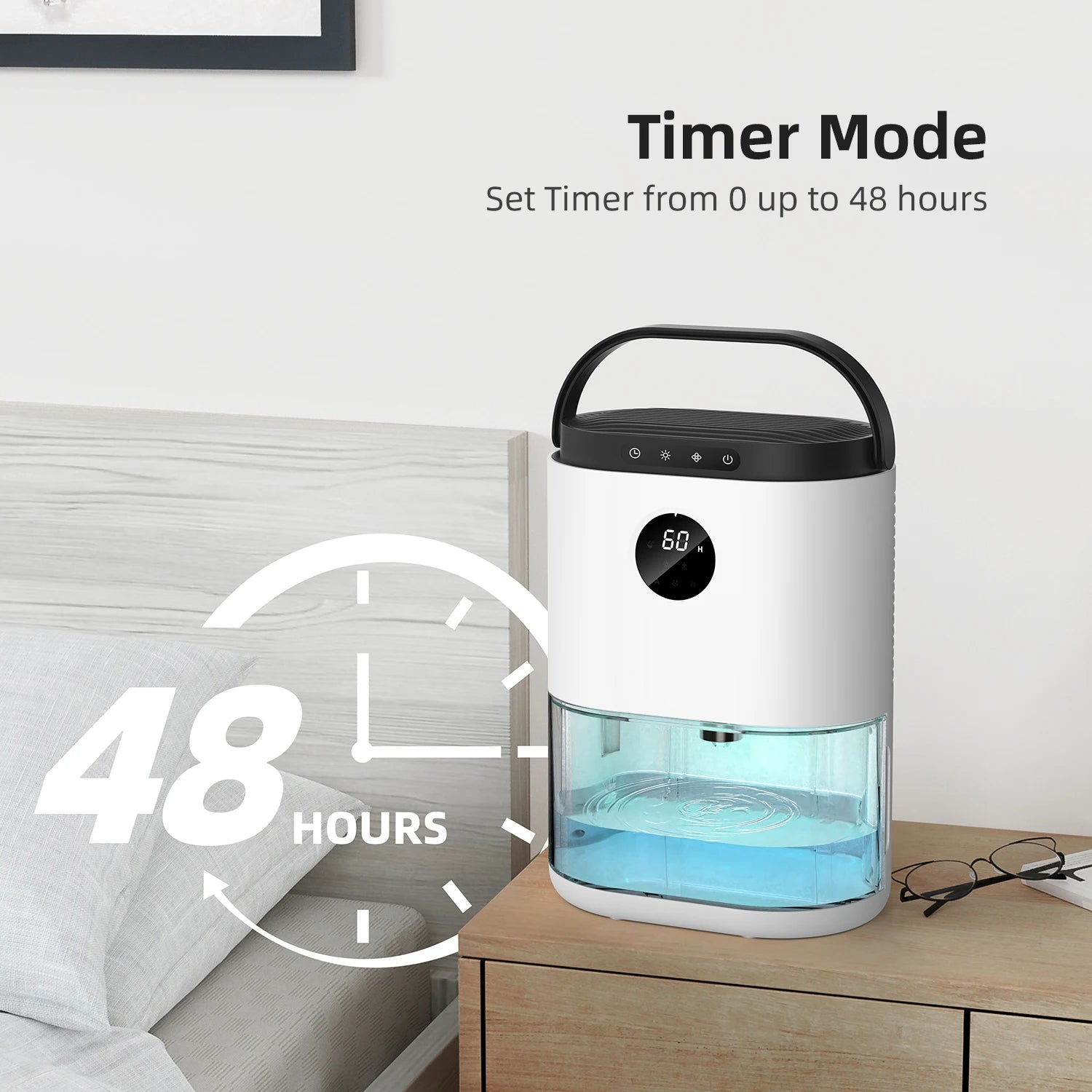 2300ML Dehumidifiers Auto Defrost for Bedroom Misture Absorb, , Ultra Quiet for Home Sleep Timing Large Room Bathroom Garage RV.