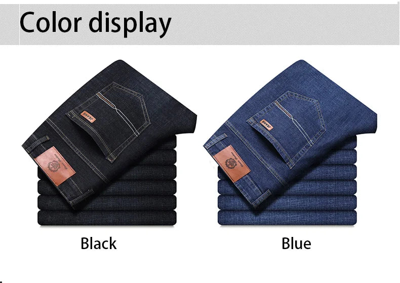 Men Fashion Straight Jeans Mens 2025 New Stretch Slim Fit Pants Comfortable Soft Business Denim Trousers Male Brand Clothing.