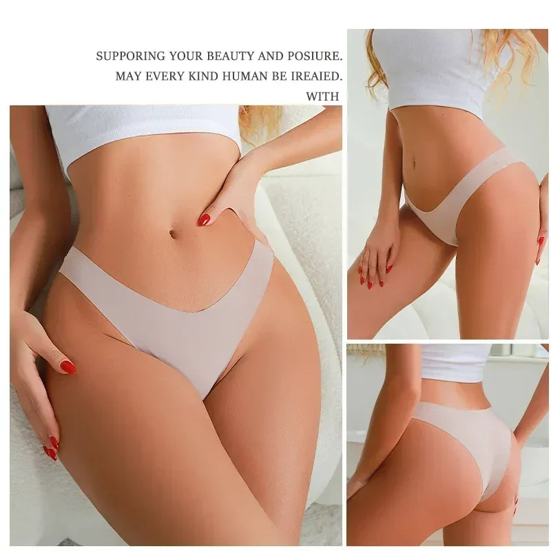 3PCS Women Seamless Brazilian Panties Ultra-thin Maillard panties Ice Silk Underwear Sexy Panty Low Waist G-string Female Solid.