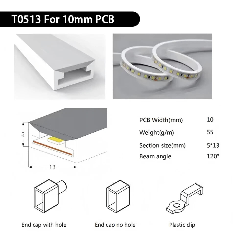 IP67 Waterproof Led Neon Silicone Flexible Light Tube Suitable for 5mm 8mm 10mm 12mm PCB WS2812B WS2811 5050 RGB Light Strip.